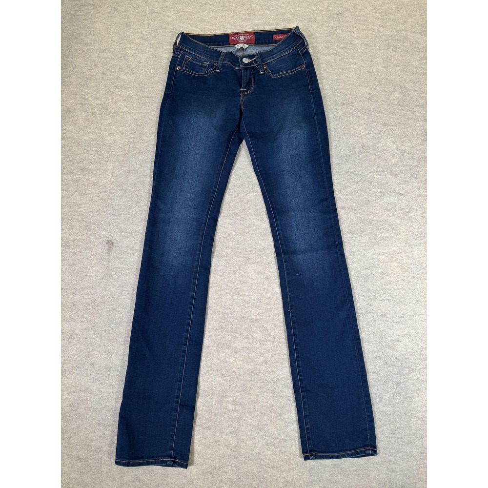 Lucky Brand Charlie Straight Jeans Womens‎ 0/25 Long Dark Wash Stretch Denim